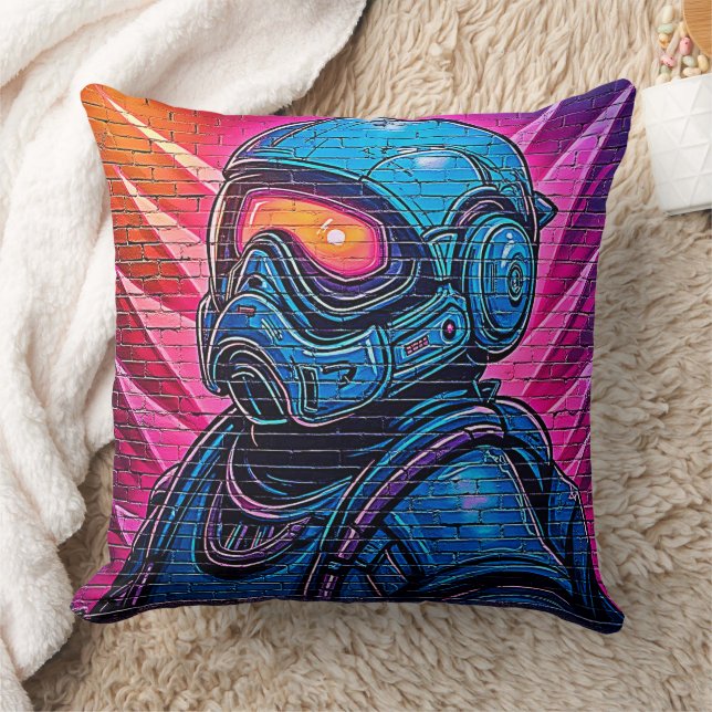 Neon Cyberpunk Astronaut Kussen (Deken)