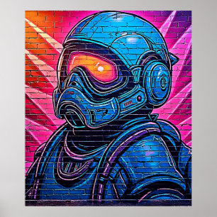 Neon Cyberpunk Astronaut Poster