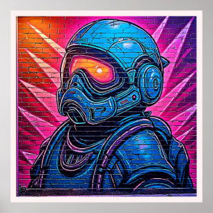 Neon Cyberpunk Astronaut Poster