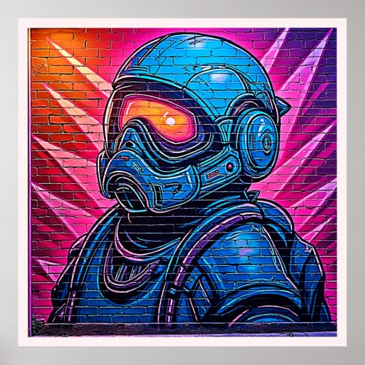 Neon Cyberpunk Astronaut Poster (Voorkant)
