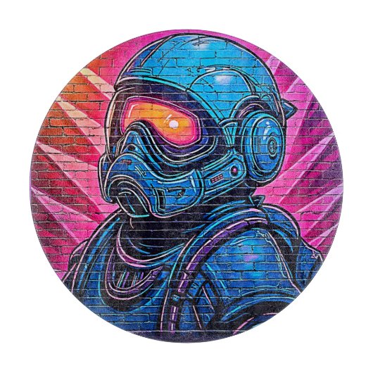 Neon Cyberpunk Astronaut Snijplank (Voorkant)