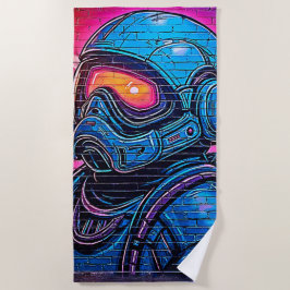 Neon Cyberpunk Astronaut Strandlaken