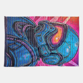 Neon Cyberpunk Astronaut Theedoek (Horizontaal)