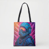 Neon Cyberpunk Astronaut Tote Bag (Voorkant)