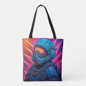 Neon Cyberpunk Astronaut Tote Bag (Achterkant)