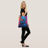 Neon Cyberpunk Astronaut Tote Bag (Op model)