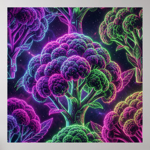 Neon Cyberpunk Bloemkool Melkweg Poster