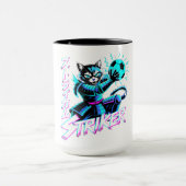 Neon Cyberpunk Cat Mugs – Gamer Gift Edition Mok (Midden)
