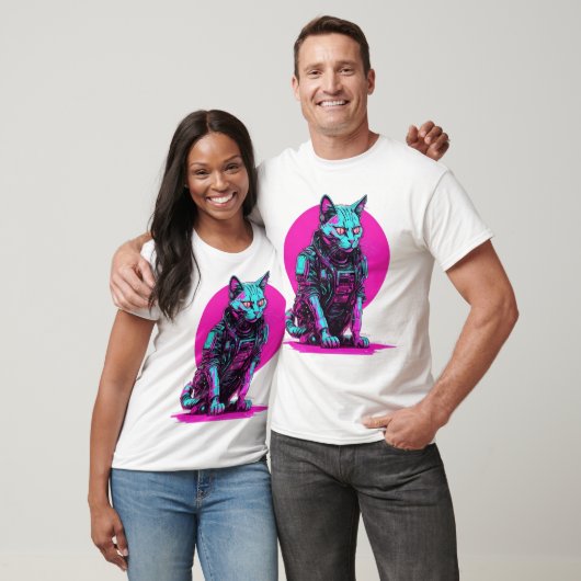 Neon Cyberpunk Cat T-shirt (Unisex)