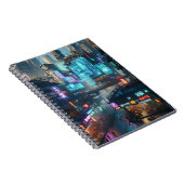 Neon Cyberpunk City - futuristisch stedenbouwkundi Notitieboek (Rechterzijde)