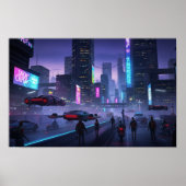 Neon Cyberpunk Cityscape Poster (Voorkant)