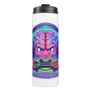 Neon Cyberpunk Gamer Hersen Niveau Verhogen Contro Thermosbeker