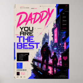 Neon Cyberpunk Gamer Vader Muurposter Poster