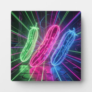 Neon Cyberpunk Glanzende Komkommers Fotoplaat