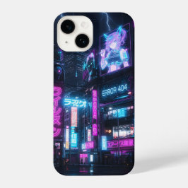 Neon Cyberpunk Glitch Anime iPhone Case 14 Hoesje