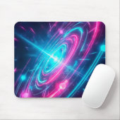Neon Cyberpunk Glowing Galaxy Light Trails Muismat (Met muis)