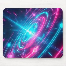 Neon Cyberpunk Glowing Galaxy Light Trails Muismat