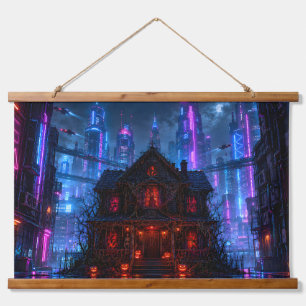 Neon Cyberpunk Halloween Wandtapijt Hangend Wandkleed