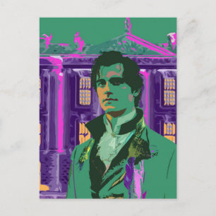 Neon Cyberpunk Knappe Mr Darcy Portret Briefkaart