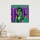 Neon Cyberpunk Knappe Mr Darcy Portret Poster (Keuken)