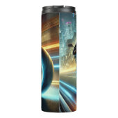 Neon Cyberpunk Motorcycle Urban Thrill Thermosbeker (Achterkant)