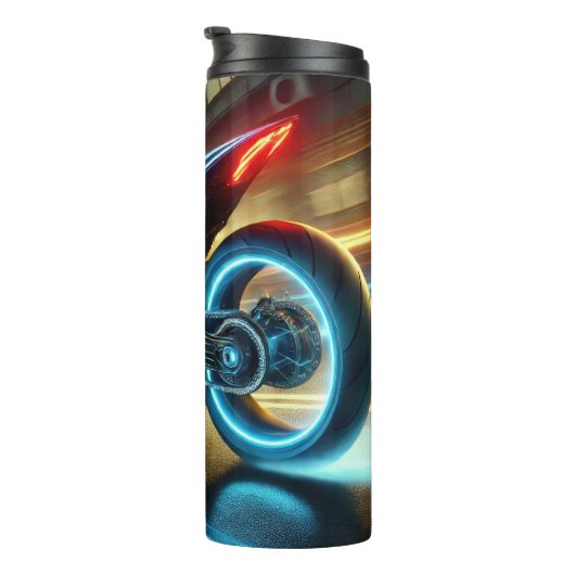 Neon Cyberpunk Motorcycle Urban Thrill Thermosbeker (Geroteerd rechts)