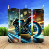 Neon Cyberpunk Motorcycle Urban Thrill Thermosbeker