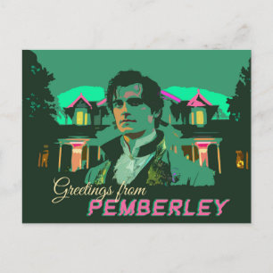 Neon Cyberpunk Mr Darcy Groeten van Pemberley Briefkaart