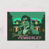 Neon Cyberpunk Mr Darcy Groeten van Pemberley Briefkaart (Voorkant / Achterkant)
