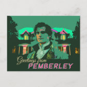 Neon Cyberpunk Mr Darcy Groeten van Pemberley Briefkaart (Voorkant)