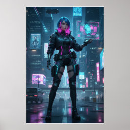 Neon Cyberpunk Operatief – Poster van Futuristisch