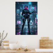 Neon Cyberpunk Operative – Futuristic City Poster  (Keuken)