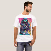 Neon Cyberpunk Rastafari Cat T-shirt (Voorkant volledig)