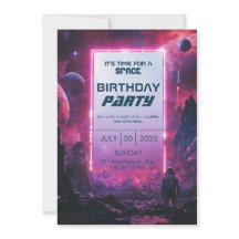 Neon Cyberpunk Ruimtevaarder Verjaardag in de Ruim