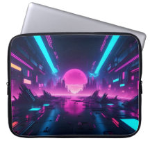 Neon Cyberpunk Stadslandschap Synthwave Retro Tech