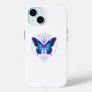 Neon Cyberpunk Vlinder Sticker – Esthetische Toeko iPhone 15 Case
