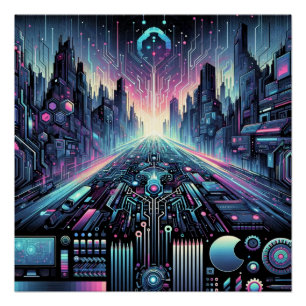 Neon Cyberworld Perfect Poster