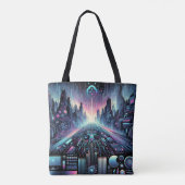 Neon Cyberworld Tote Bag (Achterkant)