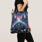 Neon Cyberworld Tote Bag (Dichtbij)