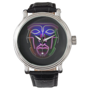Neon Cyborg Futuristisch zwart Horloge
