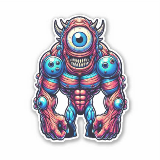 Neon Cyclops Monster Sticker (Voorkant)