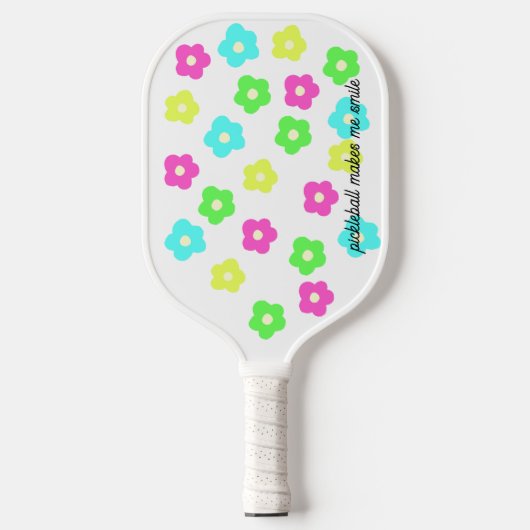 Neon Daisy Print Pickleball Paddle (Voorkant)