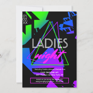 Neon Dames Nacht Geometrische Club Flyer Promotion Kaart
