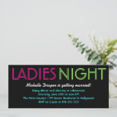 Neon Dames Nachtkaart Kaart (Staand voorkant)
