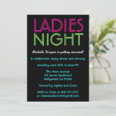 Neon Dames Nachtkaart Kaart (Staand voorkant)