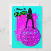 Neon Dance Birthday Party Kaart (Voorkant)