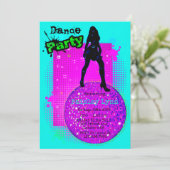 Neon Dance Birthday Party Kaart (Staand voorkant)