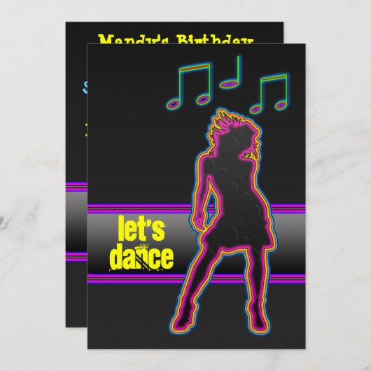 Neon Dance - Laten we dansuitvindingen doen Kaart (Voorkant / Achterkant)