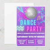 Neon Dance Party-uitnodigingen Kaart (Voorkant / Achterkant)