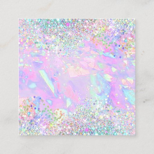 Neon Dank u glitter opaal textuur kortingskaart Vierkante Visitekaartje (Achterkant)